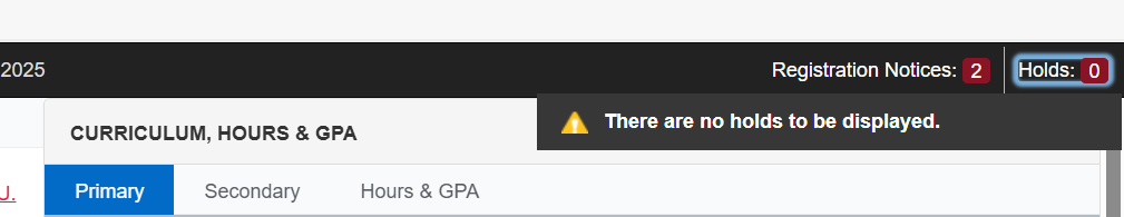 Include a screenshot that shows where holds appear.